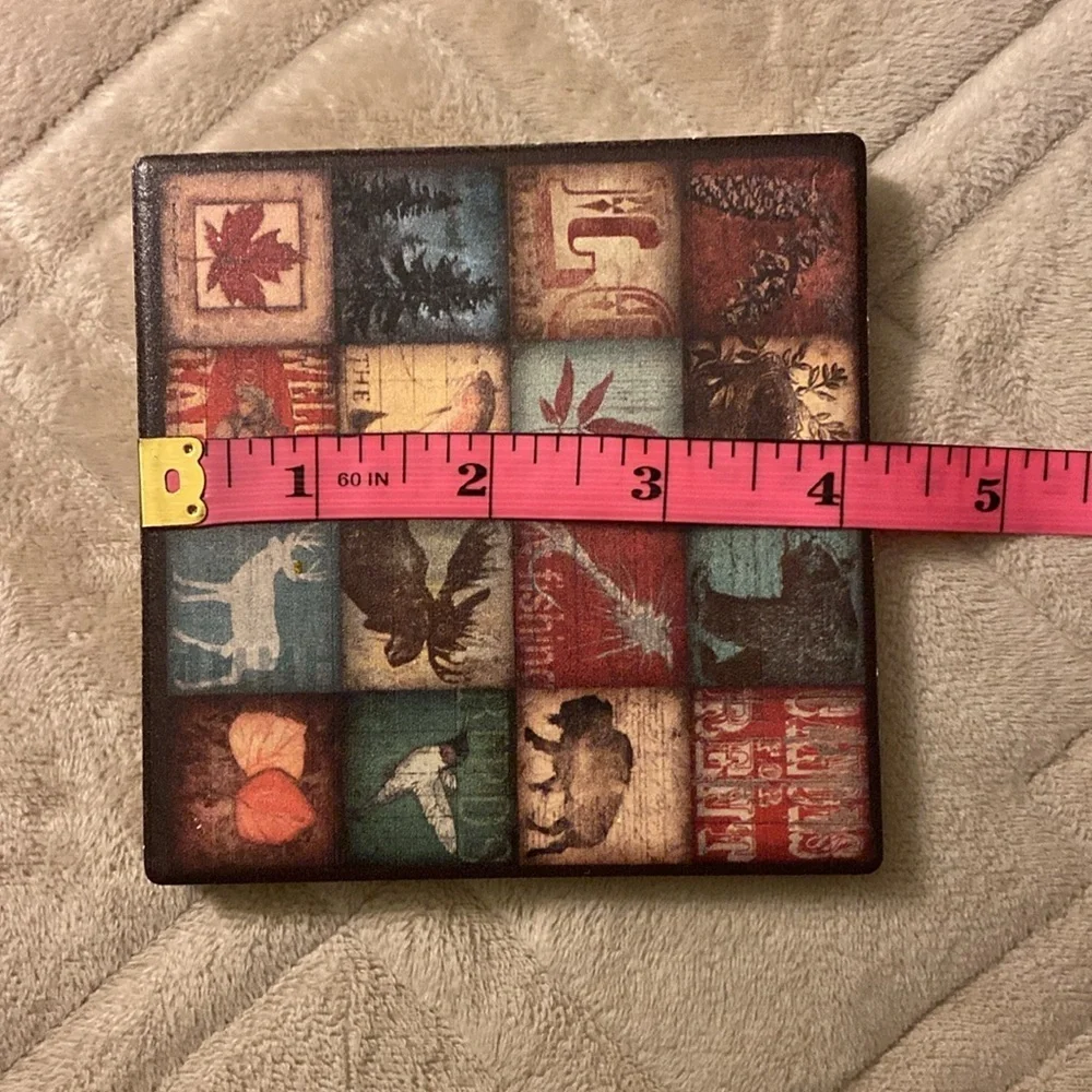 Lodge 16 Patch coasters by Stephanie Marrott ceramic tiles with cork backing #16